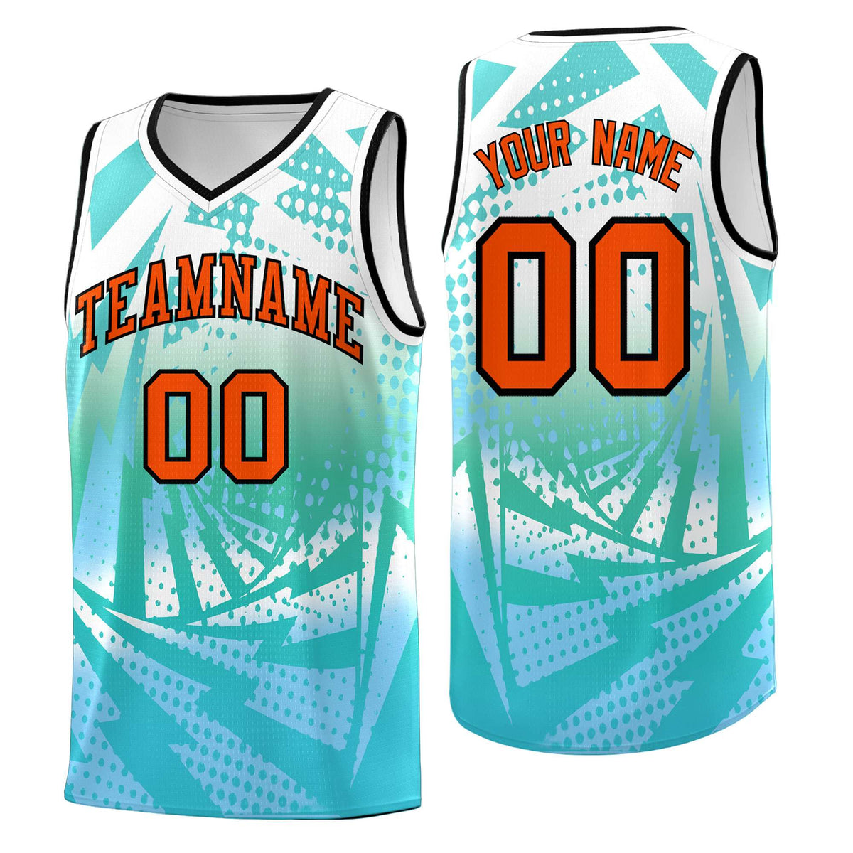 Custom Youth Basketball Jerseys White Light Blue Lightning Halftone Personalized Team Uniforms