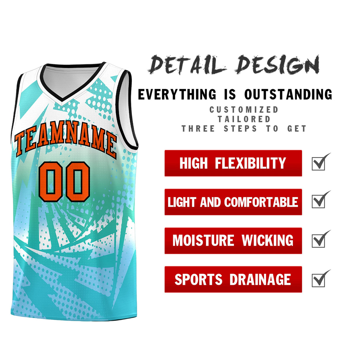 Custom Youth Basketball Jerseys White Light Blue Lightning Halftone Personalized Team Uniforms