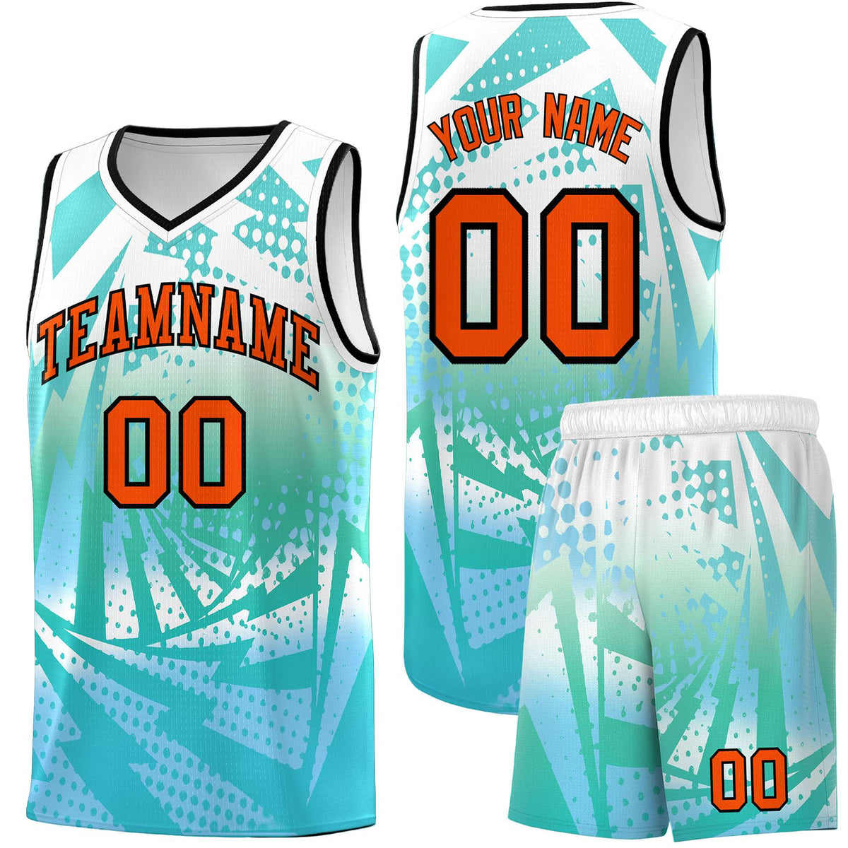 Custom Youth Basketball Jerseys White Light Blue Lightning Halftone Personalized Team Uniforms