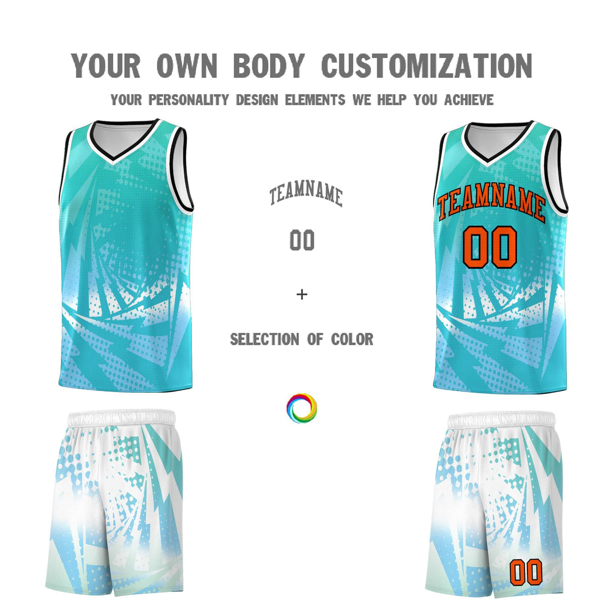 Custom Youth Basketball Jerseys White Light Blue Lightning Halftone Personalized Team Uniforms