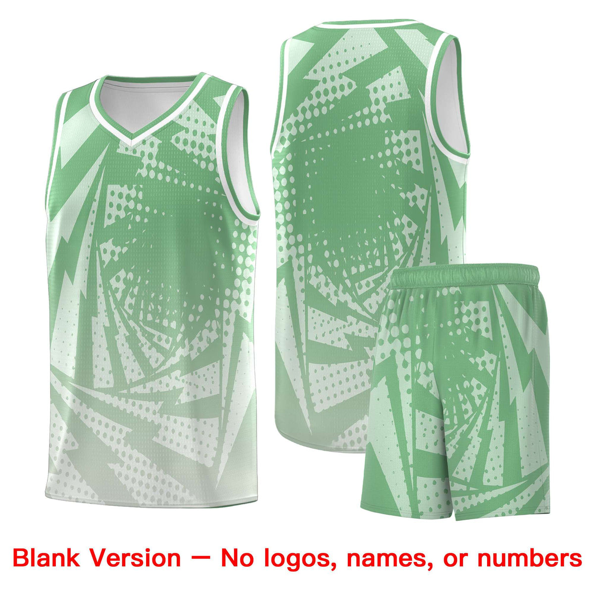 Custom Youth Basketball Jerseys Green Gray Lightning Halftone Personalized Team Uniforms
