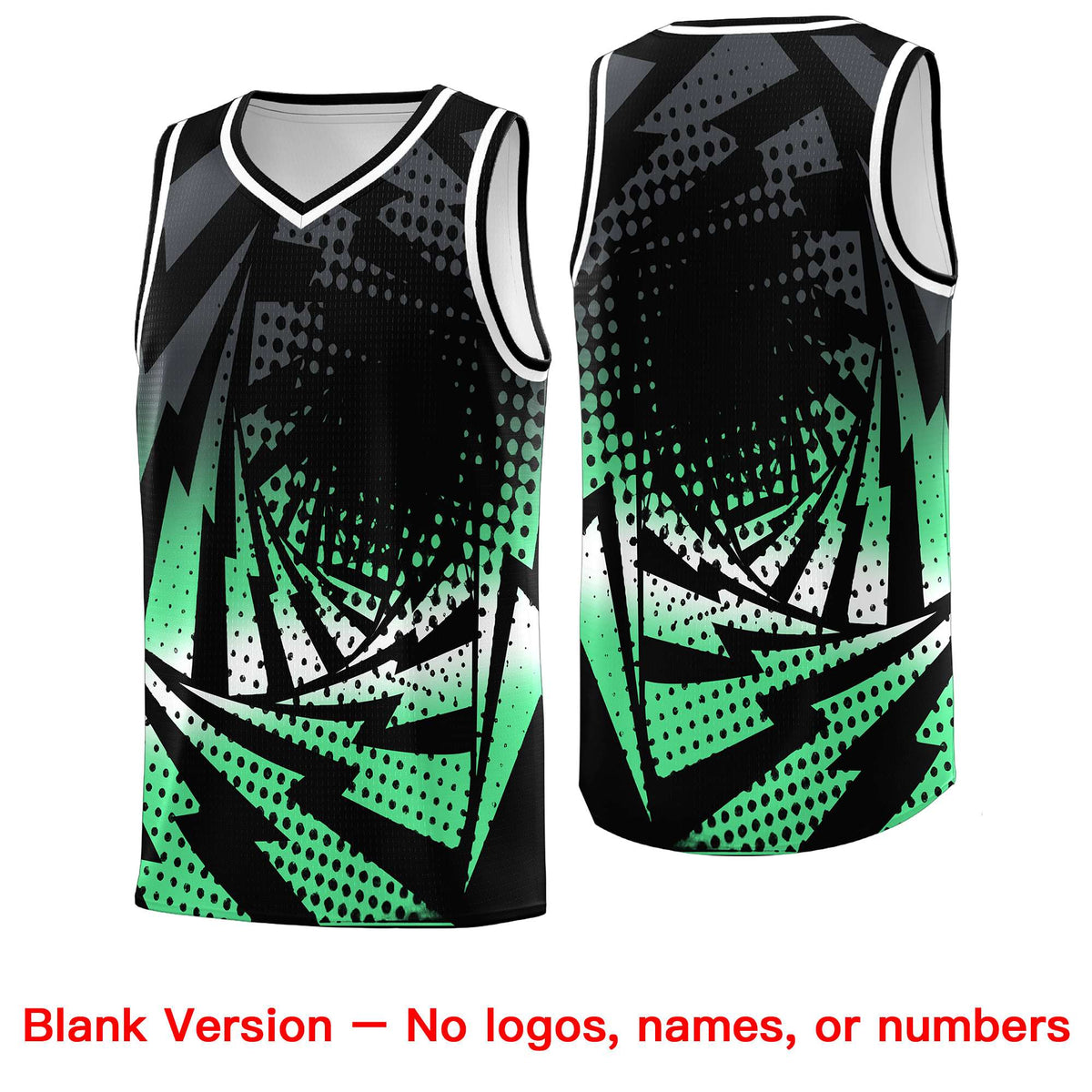 Custom Youth Basketball Jerseys Black Green Lightning Design Halftone Personalized Uniforms