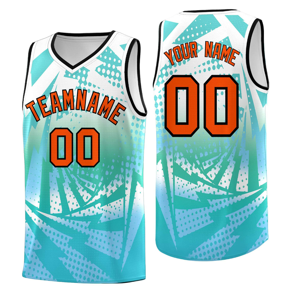 Custom Youth Basketball Jerseys White Light Blue Lightning Halftone Personalized Team Uniforms