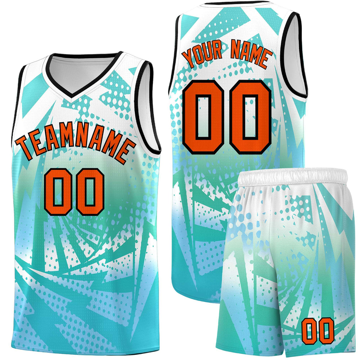 Custom Youth Basketball Jerseys White Light Blue Lightning Halftone Personalized Team Uniforms