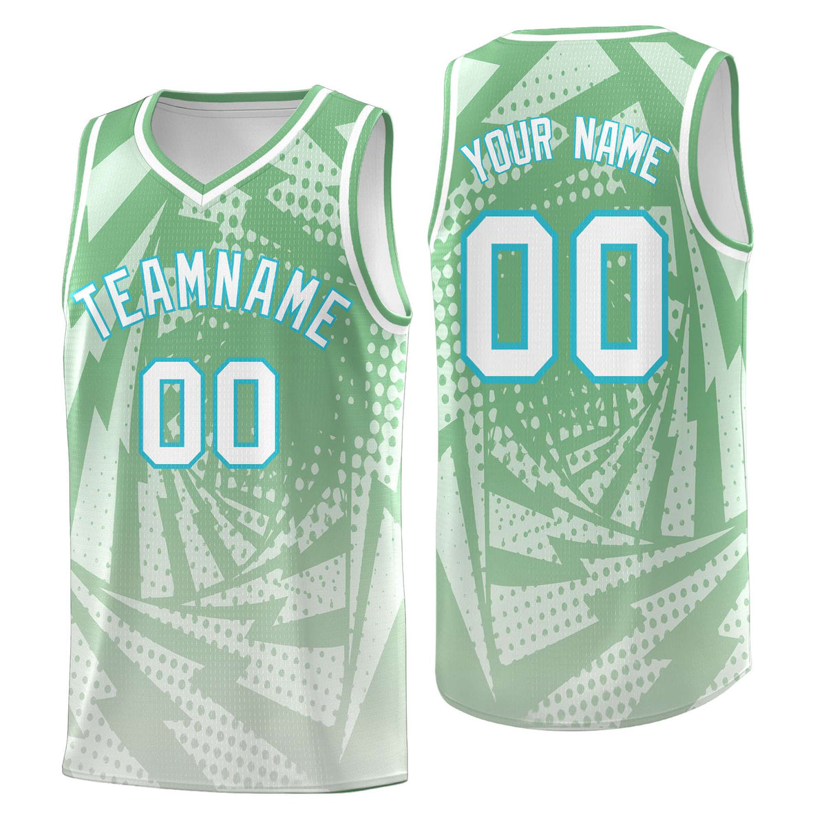 Custom Youth Basketball Jerseys Green Gray Lightning Halftone Personalized Team Uniforms