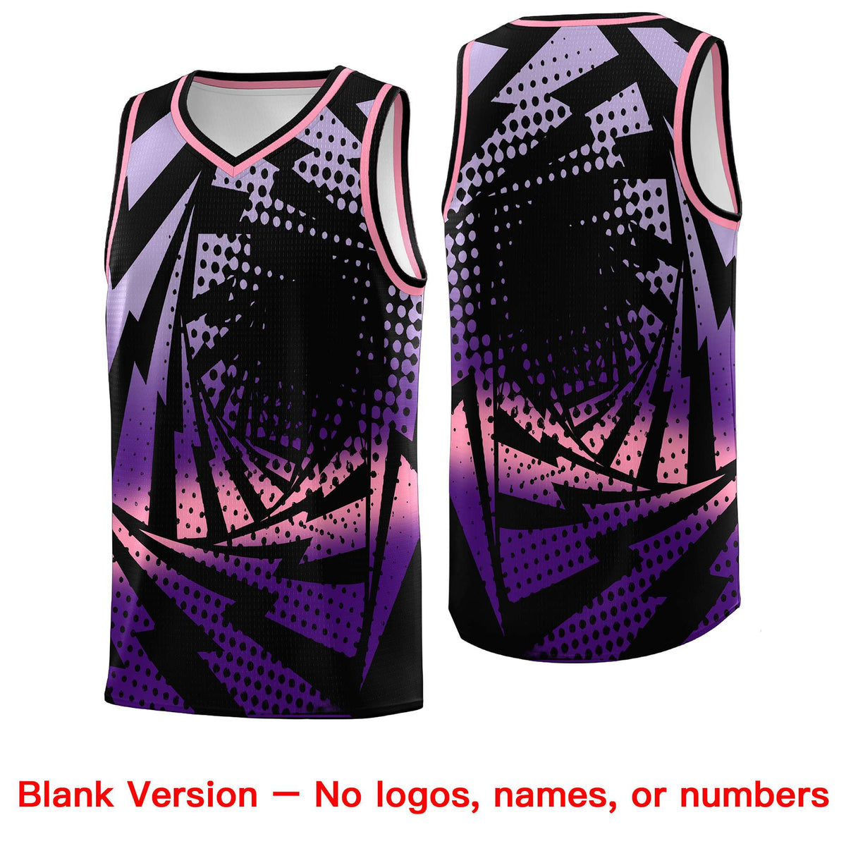 Custom Youth Basketball Jerseys Black Purple Lightning Halftone Personalized Team Uniforms