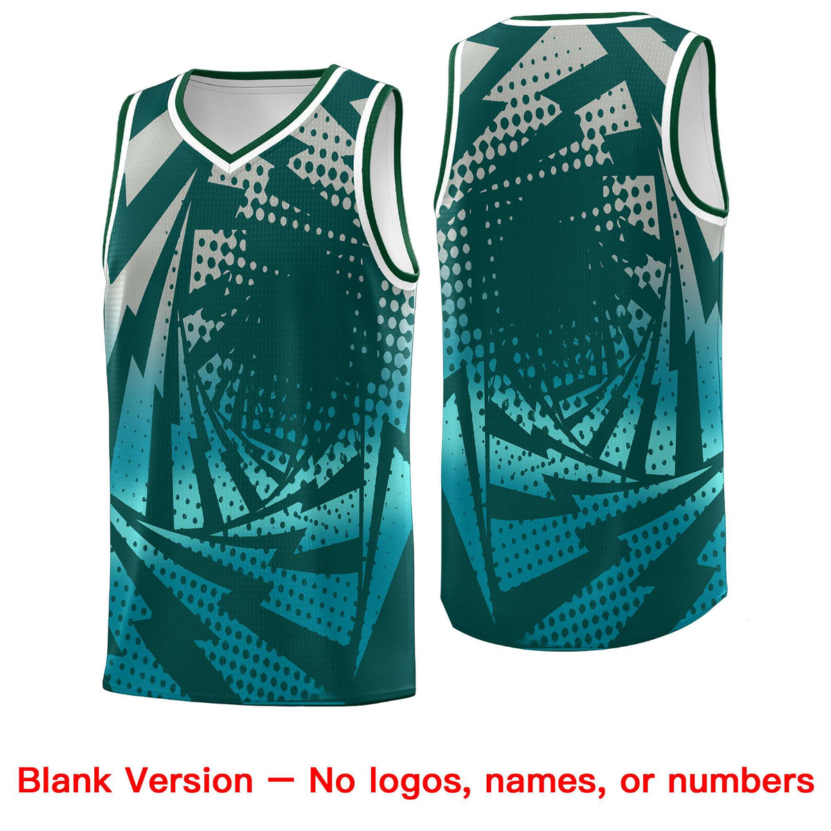 Custom Youth Basketball Jerseys Midnight Green Teal Lightning Halftone Personalized Team Uniforms