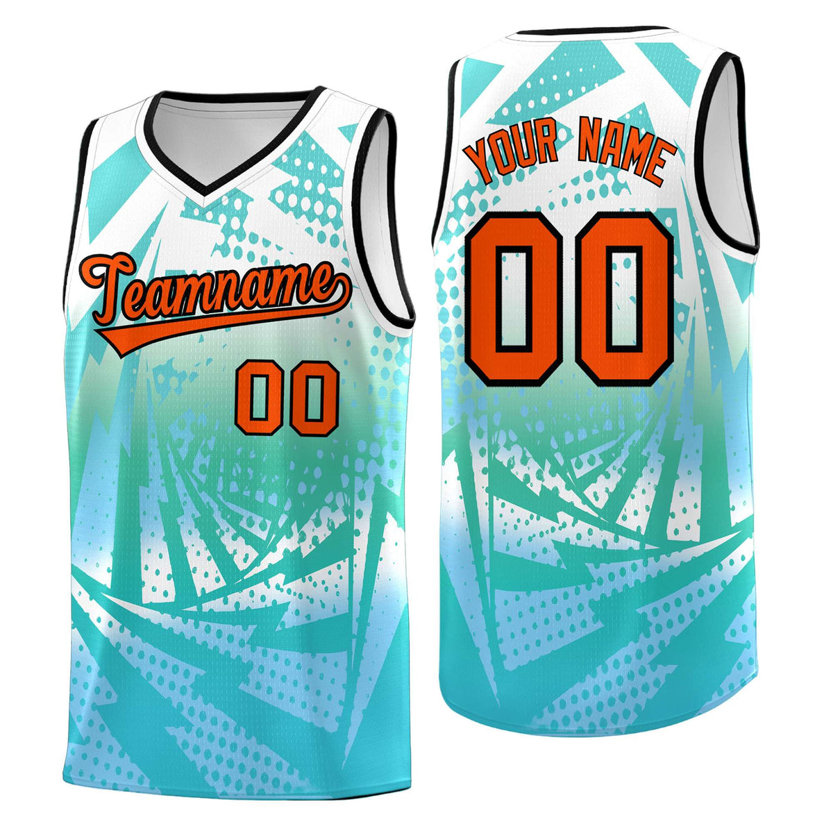 Custom Youth Basketball Jerseys White Light Blue Lightning Halftone Personalized Team Uniforms
