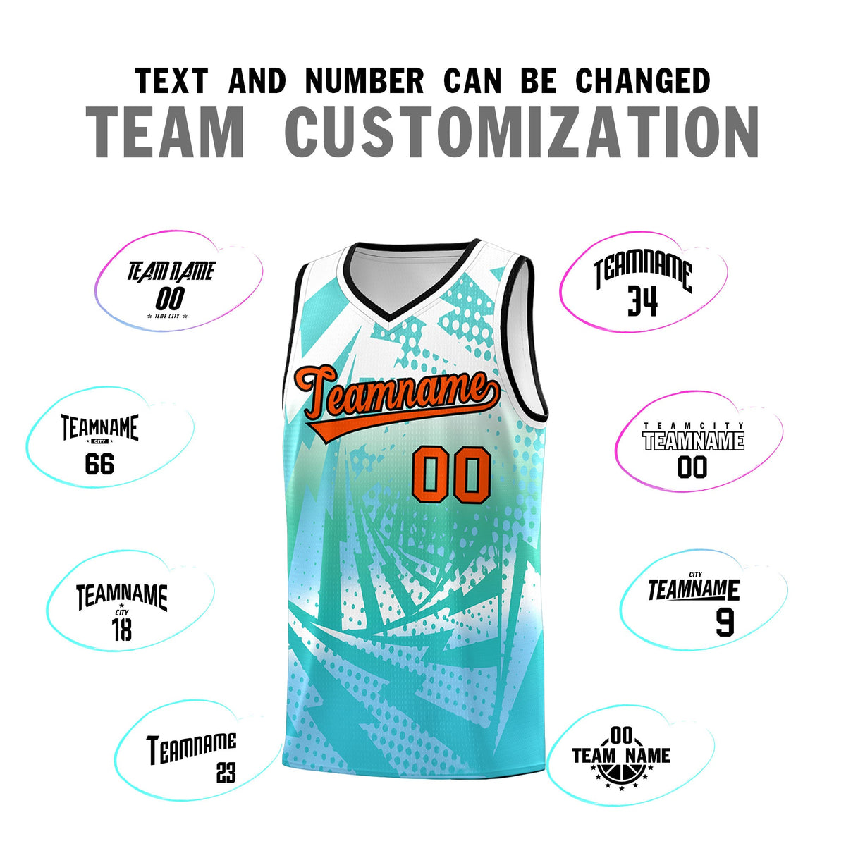 Custom Youth Basketball Jerseys White Light Blue Lightning Halftone Personalized Team Uniforms