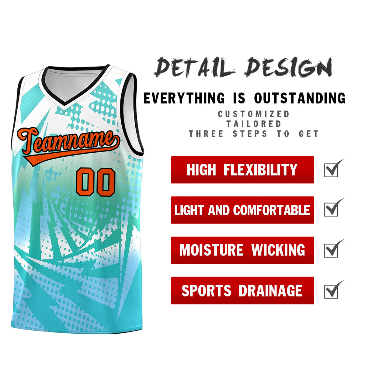 Custom Youth Basketball Jerseys White Light Blue Lightning Halftone Personalized Team Uniforms
