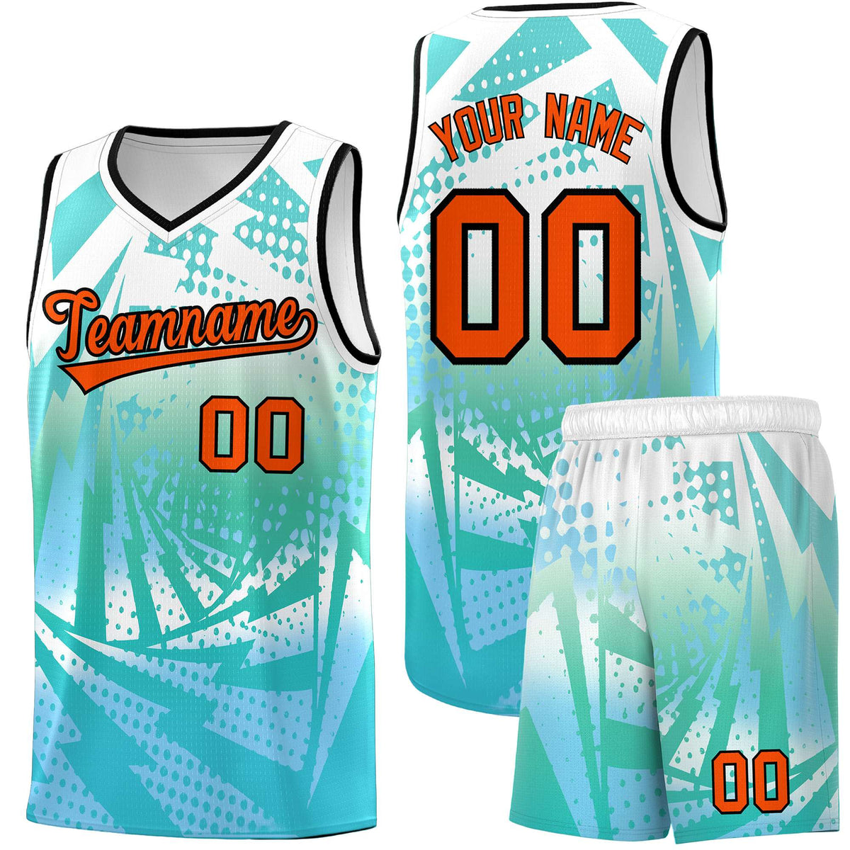 Custom Youth Basketball Jerseys White Light Blue Lightning Halftone Personalized Team Uniforms