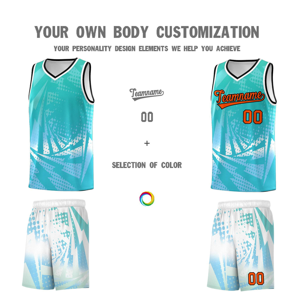 Custom Youth Basketball Jerseys White Light Blue Lightning Halftone Personalized Team Uniforms