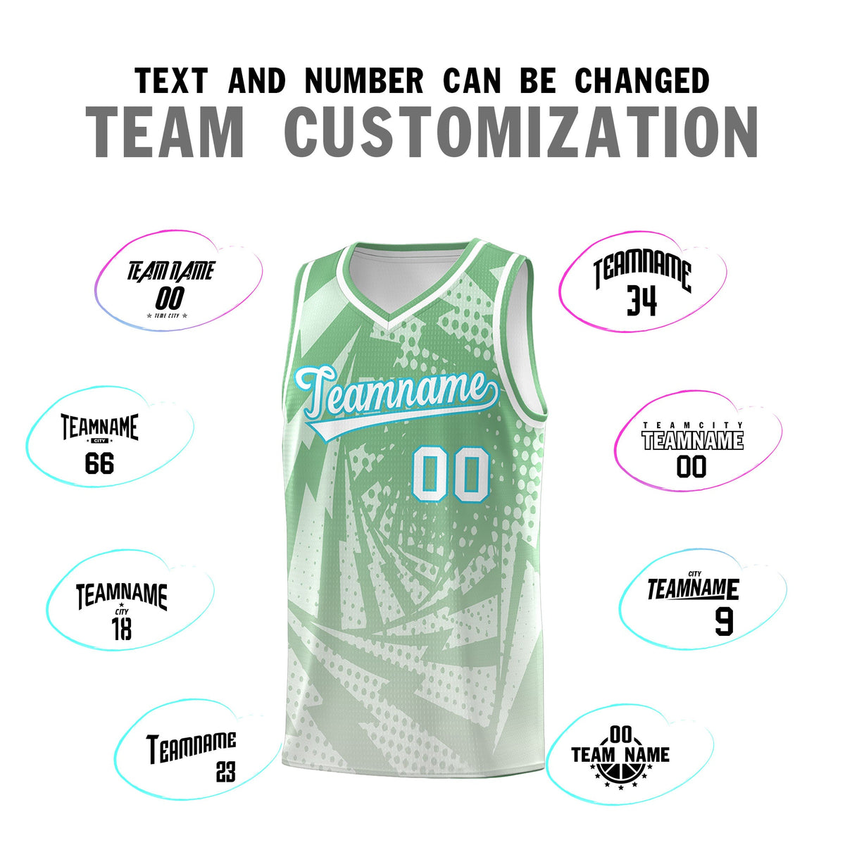 Custom Youth Basketball Jerseys Green Gray Lightning Halftone Personalized Team Uniforms