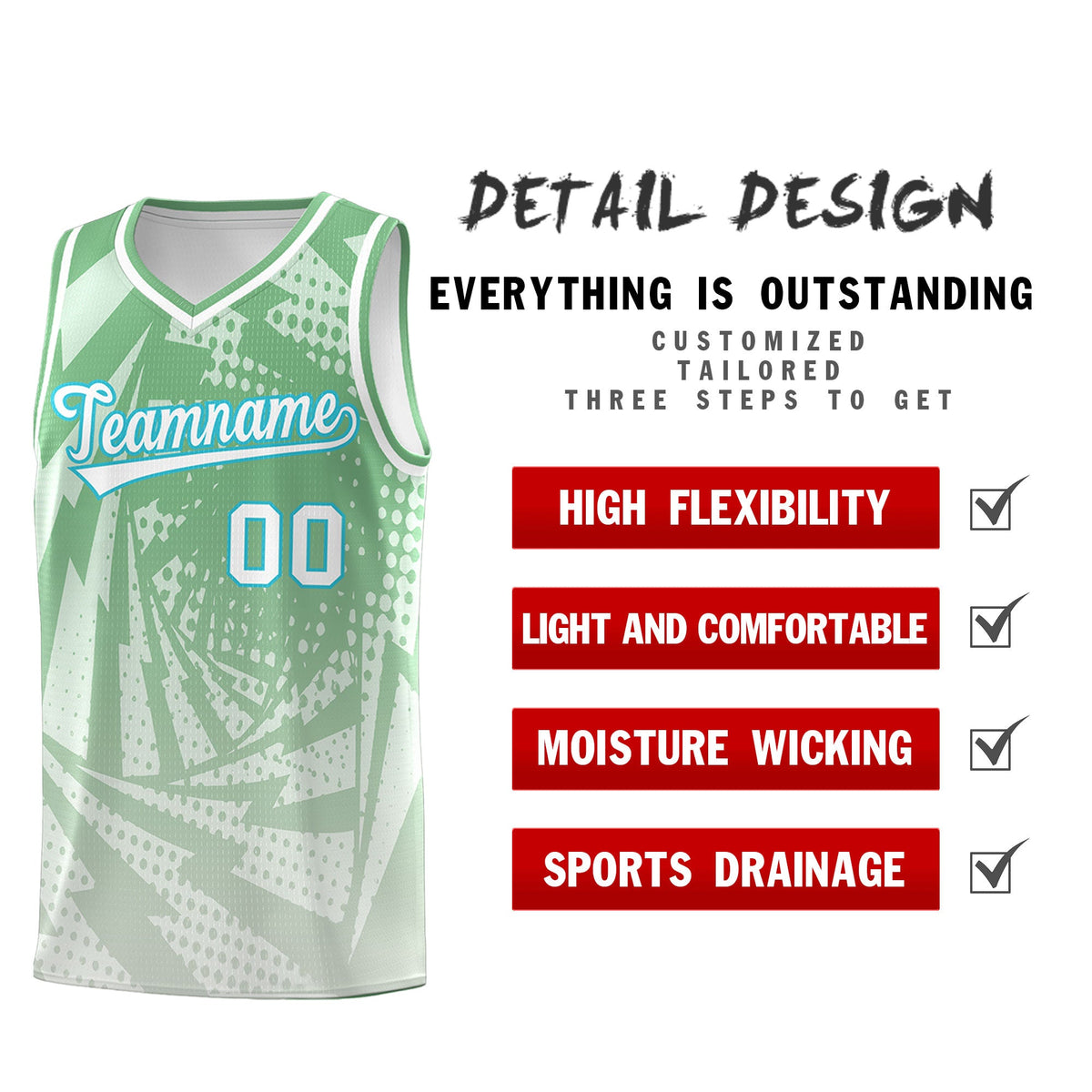 Custom Youth Basketball Jerseys Green Gray Lightning Halftone Personalized Team Uniforms