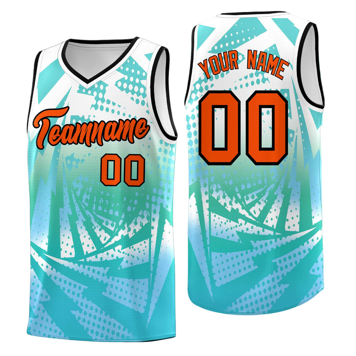 Custom Youth Basketball Jerseys White Light Blue Lightning Halftone Personalized Team Uniforms