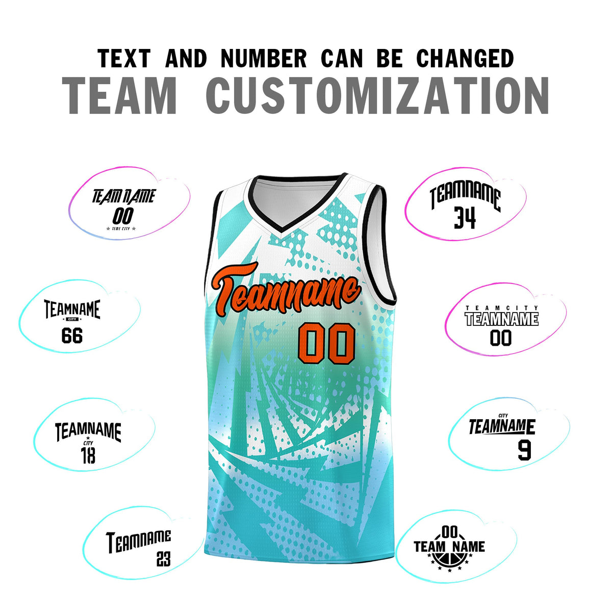 Custom Youth Basketball Jerseys White Light Blue Lightning Halftone Personalized Team Uniforms