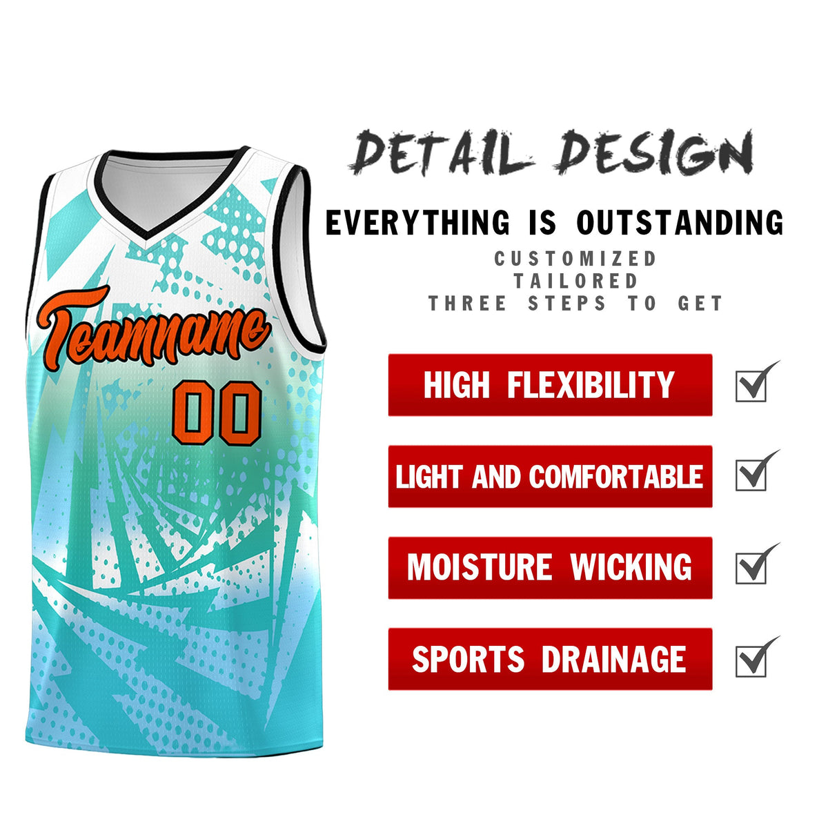 Custom Youth Basketball Jerseys White Light Blue Lightning Halftone Personalized Team Uniforms