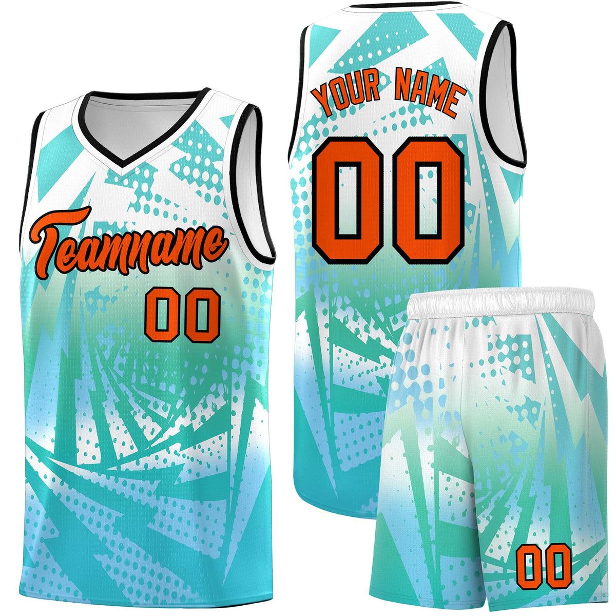Custom Youth Basketball Jerseys White Light Blue Lightning Halftone Personalized Team Uniforms