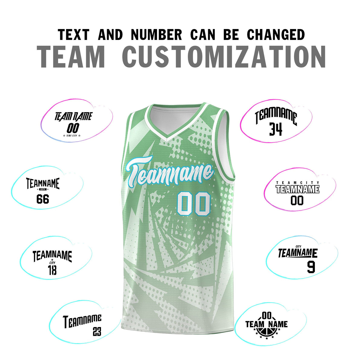 Custom Youth Basketball Jerseys Green Gray Lightning Halftone Personalized Team Uniforms