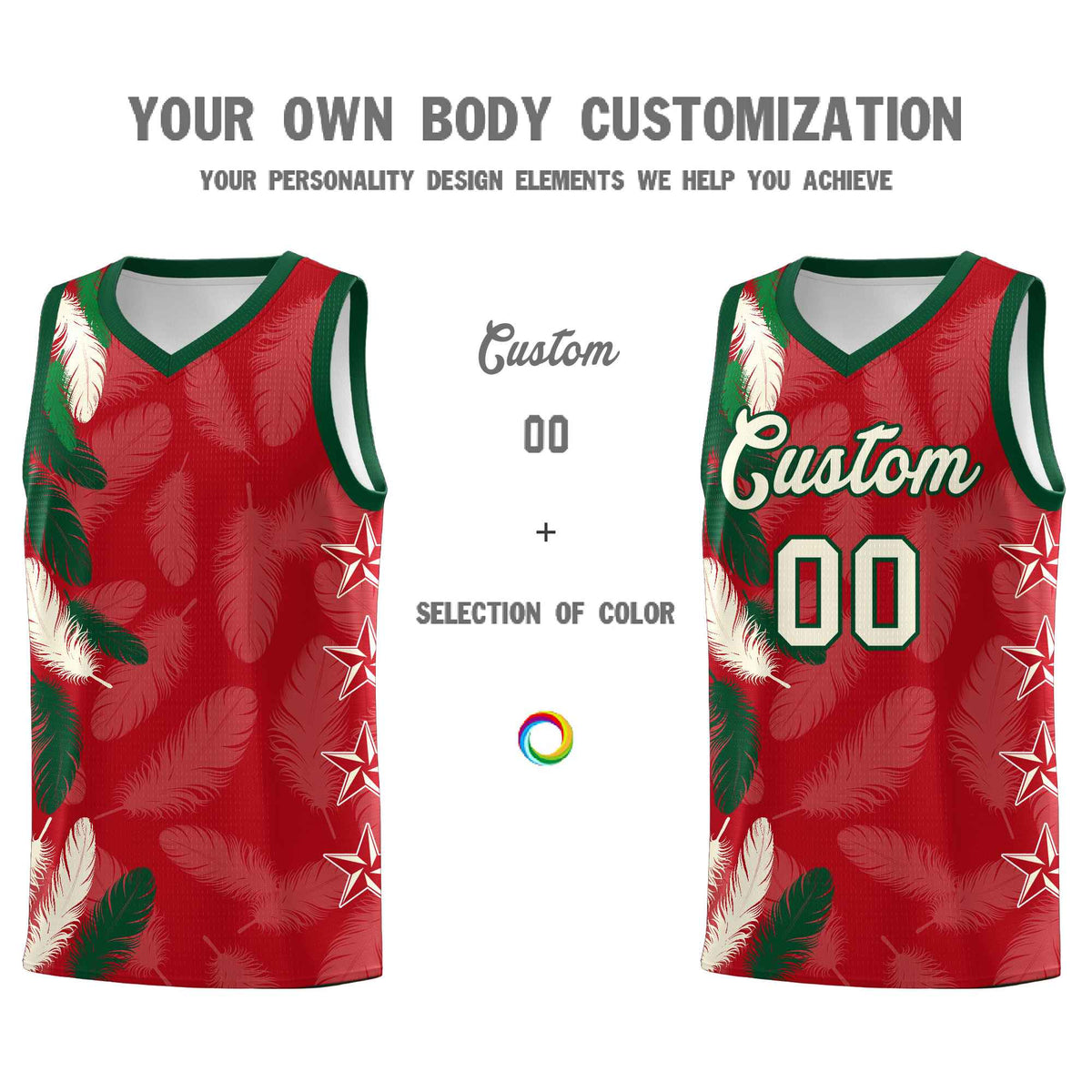 Custom Youth Basketball Jersey Red Cream Feather Series Sports Uniform