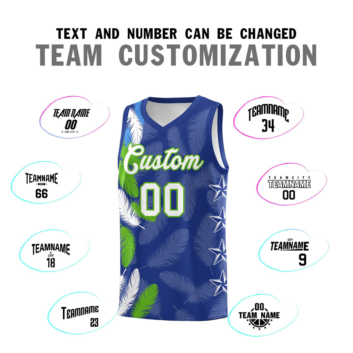 Custom Youth Basketball Jersey Royal White Feather Series Sports Uniform