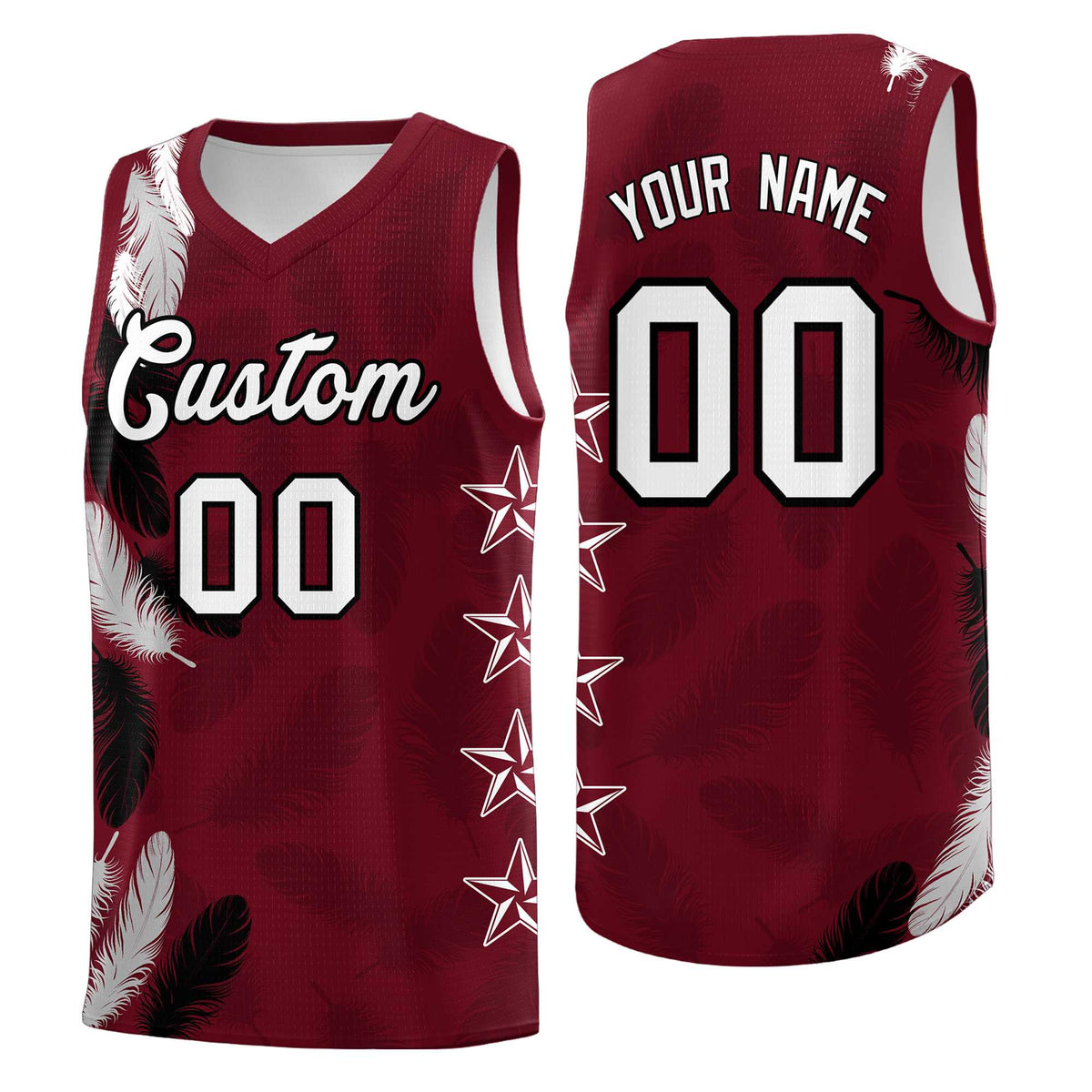 Custom Youth Basketball Jersey Maroon White Feather Series Sports Uniform