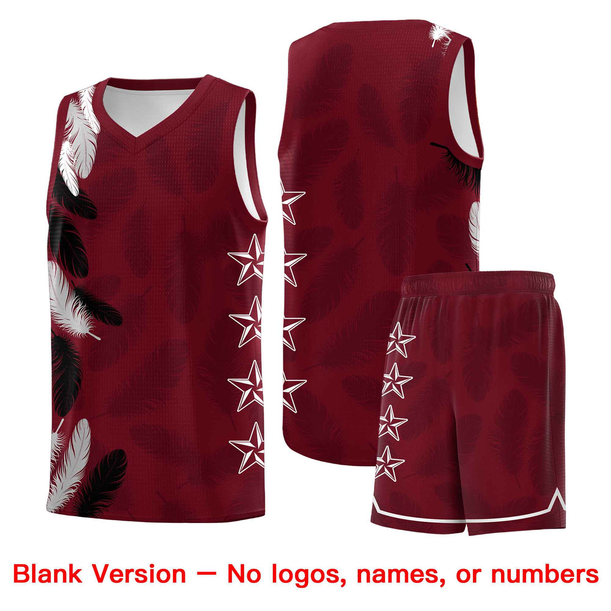 Custom Youth Basketball Jersey Maroon White Feather Series Sports Uniform