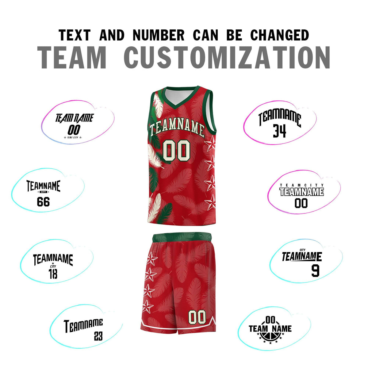 Custom Youth Basketball Jersey Red Cream Feather Series Sports Uniform
