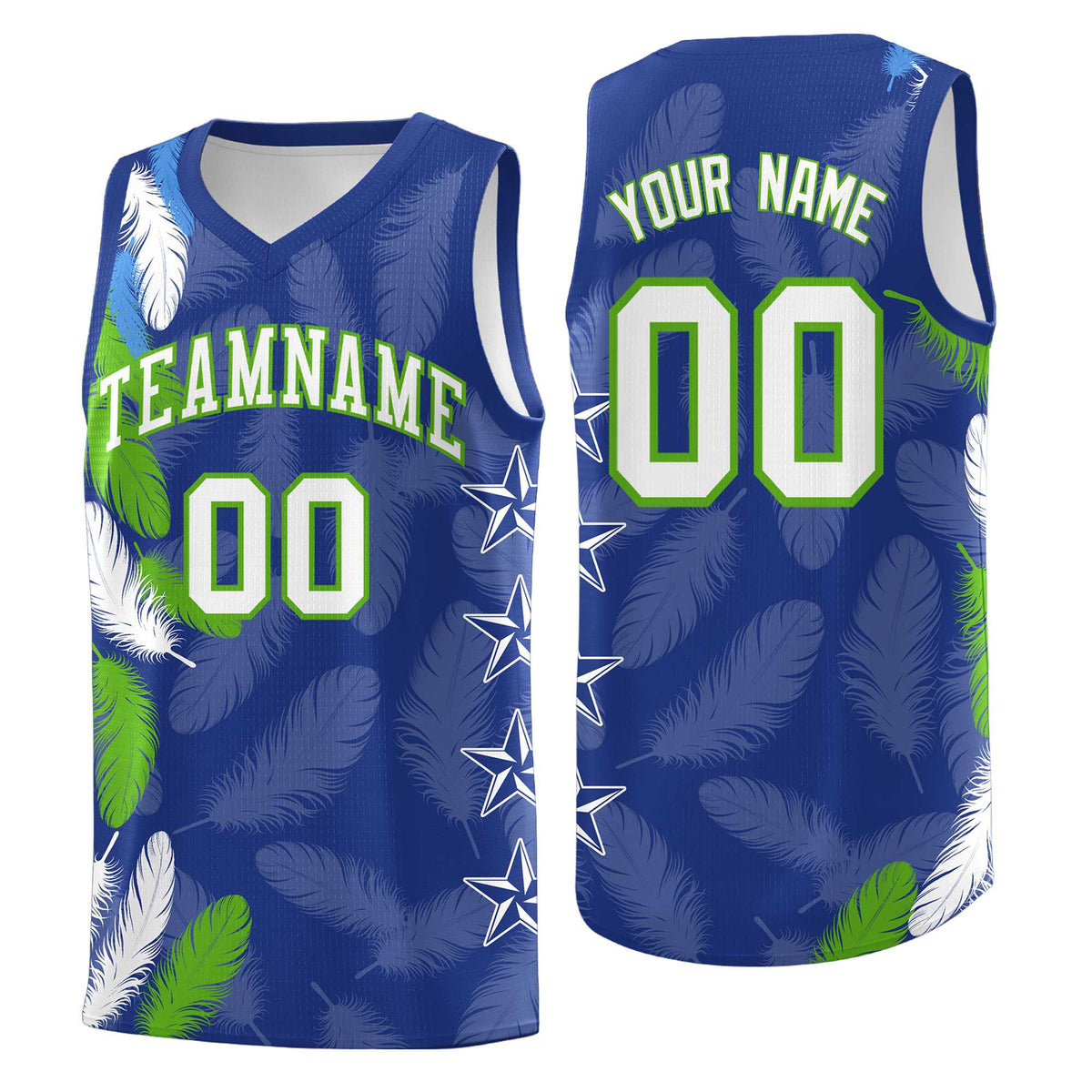 Custom Youth Basketball Jersey Royal White Feather Series Sports Uniform