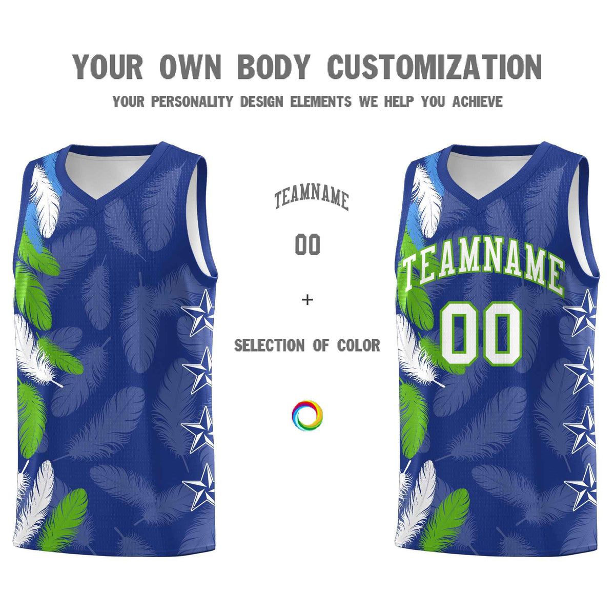 Custom Youth Basketball Jersey Royal White Feather Series Sports Uniform