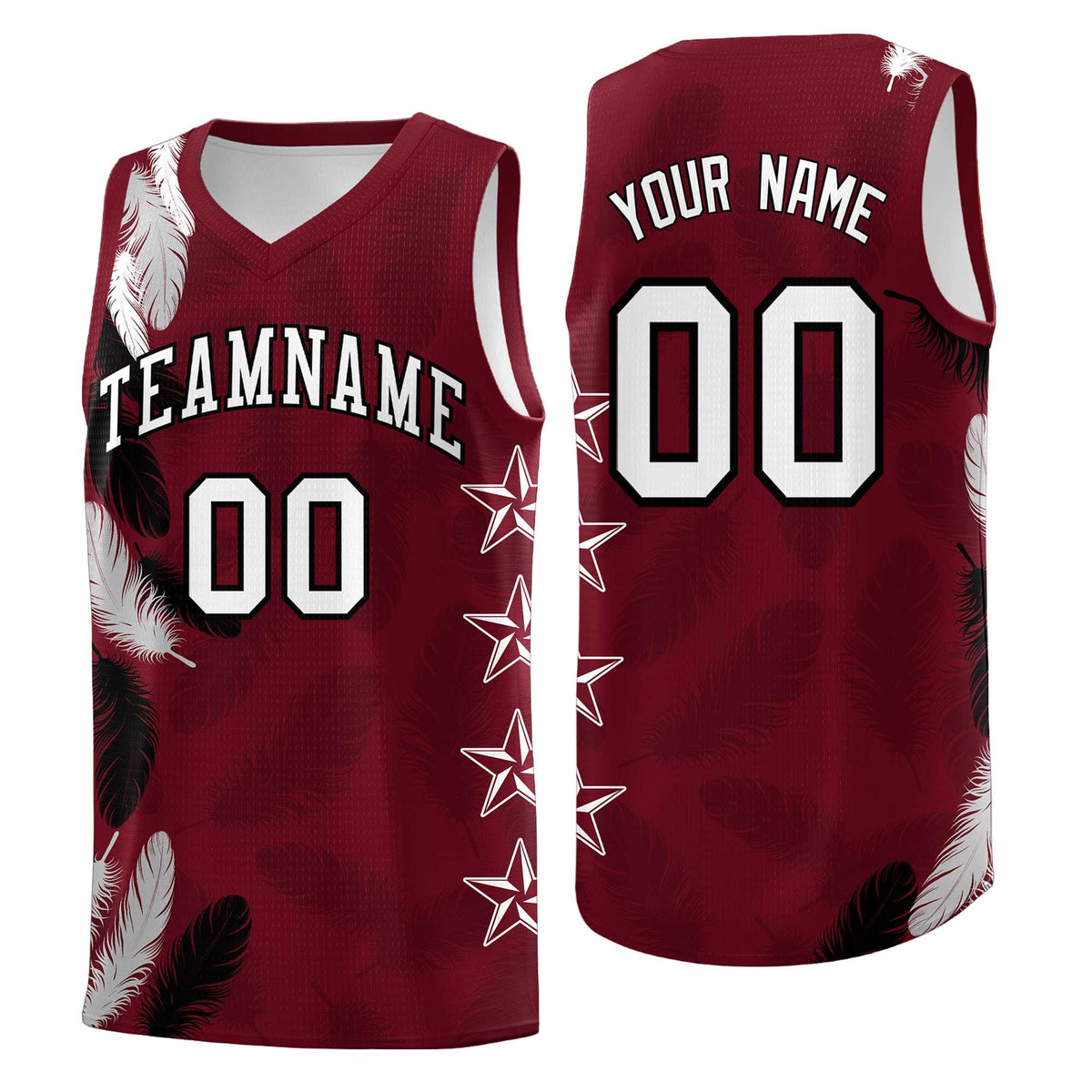 Custom Youth Basketball Jersey Maroon White Feather Series Sports Uniform
