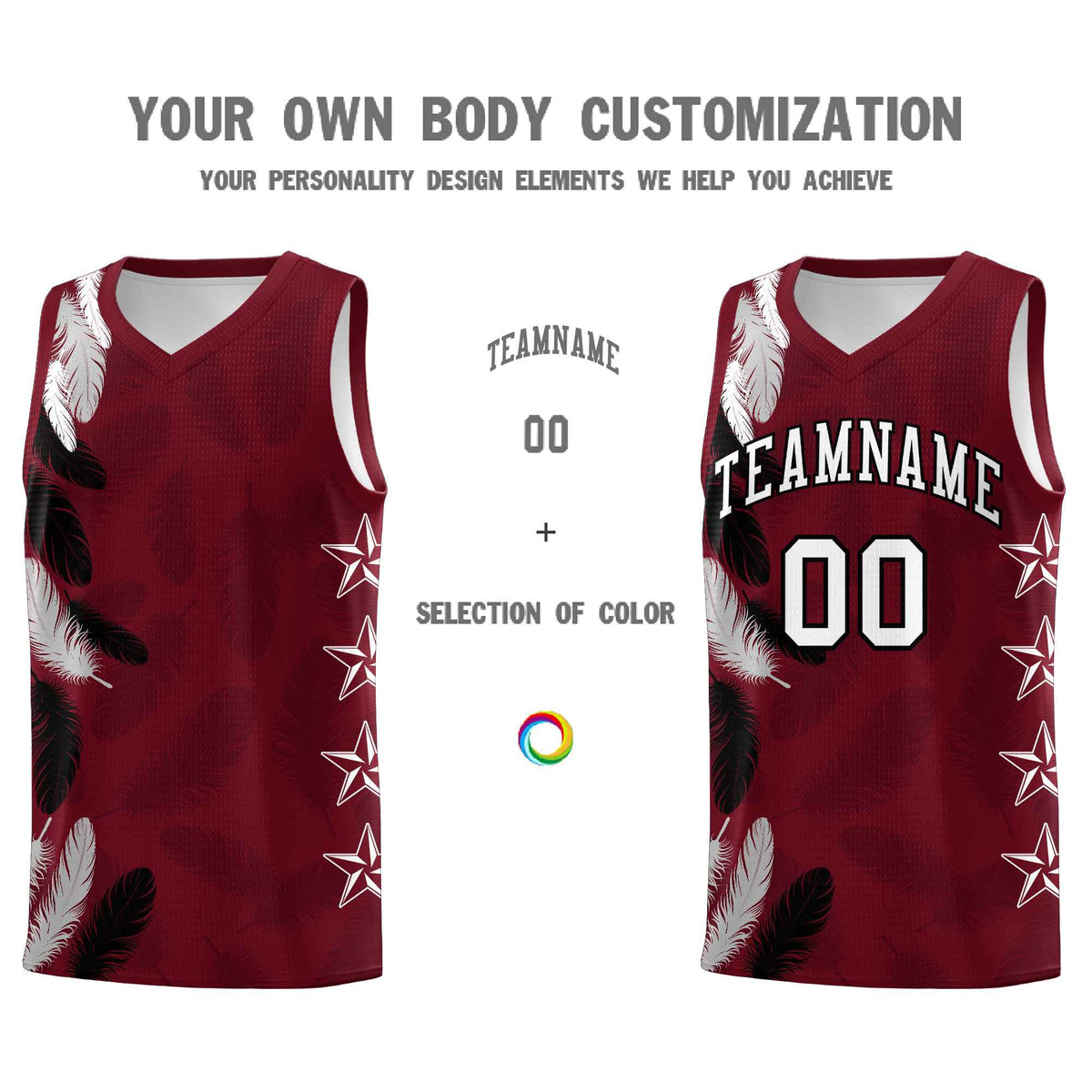 Custom Youth Basketball Jersey Maroon White Feather Series Sports Uniform
