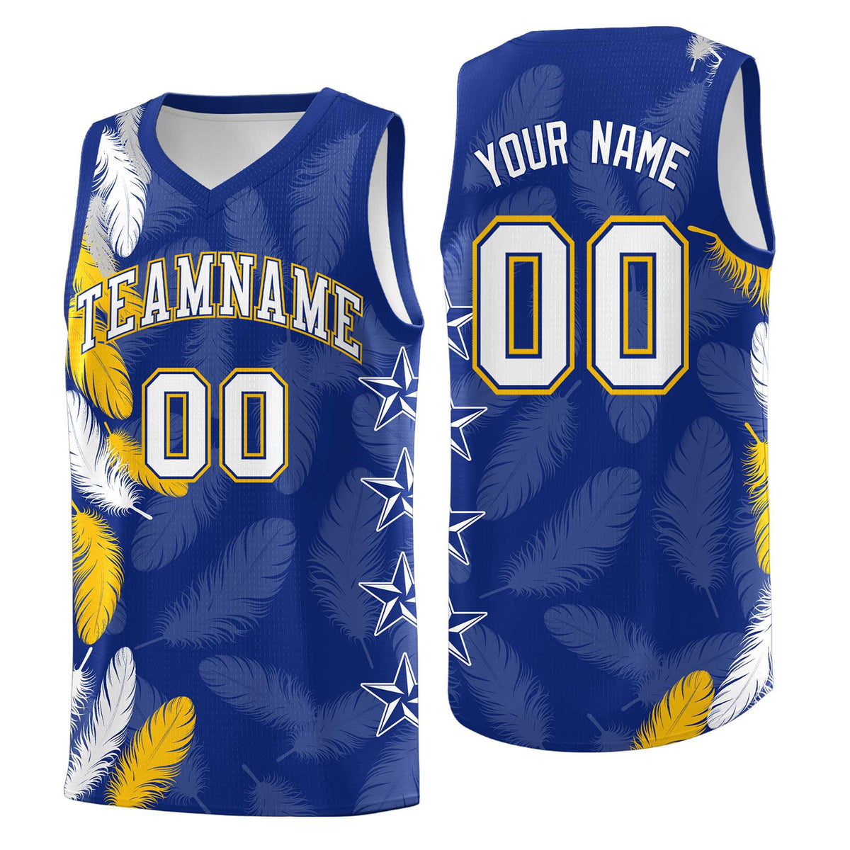 Custom Youth Basketball Jersey Royal White Feather Series Sports Uniform
