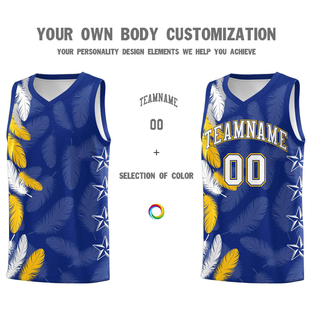 Custom Youth Basketball Jersey Royal White Feather Series Sports Uniform