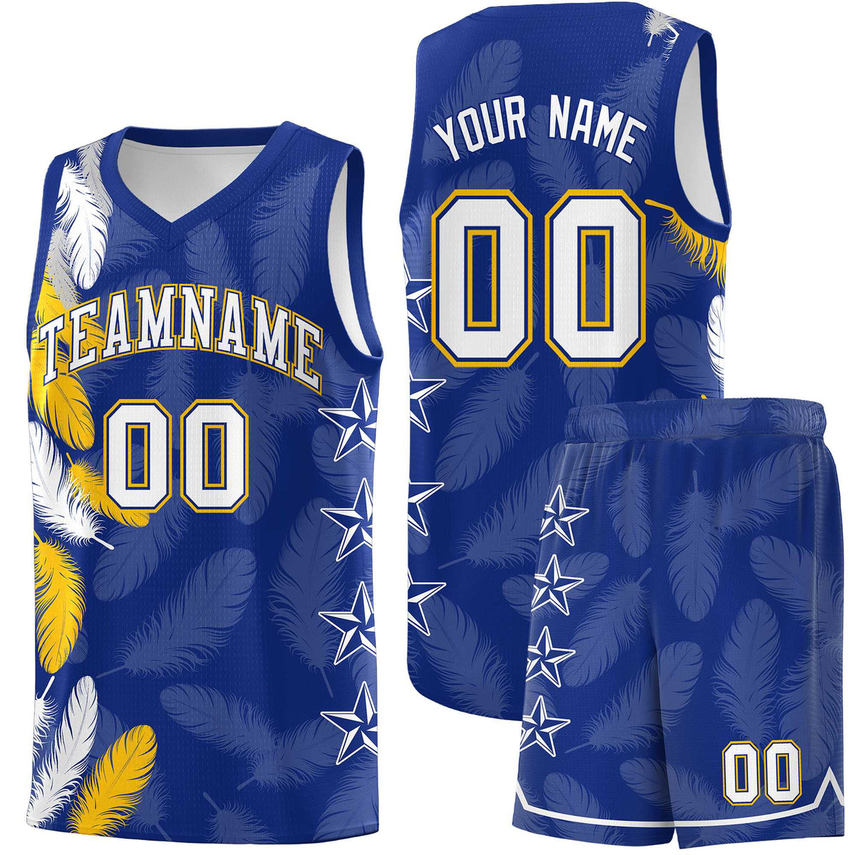 Custom Youth Basketball Jersey Royal White Feather Series Sports Uniform