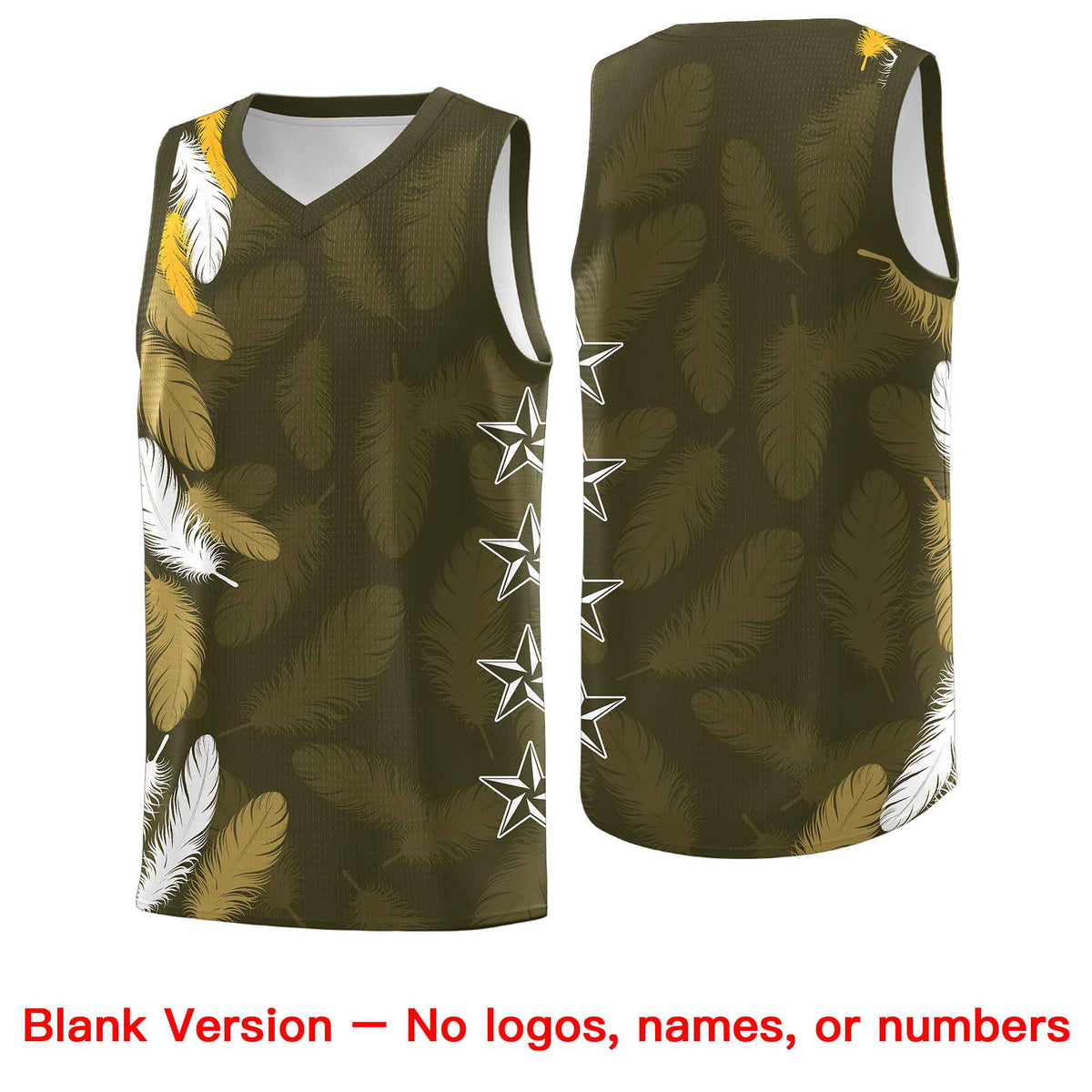 Custom Youth Basketball Jersey Olive Gold Feather Series Sports Uniform