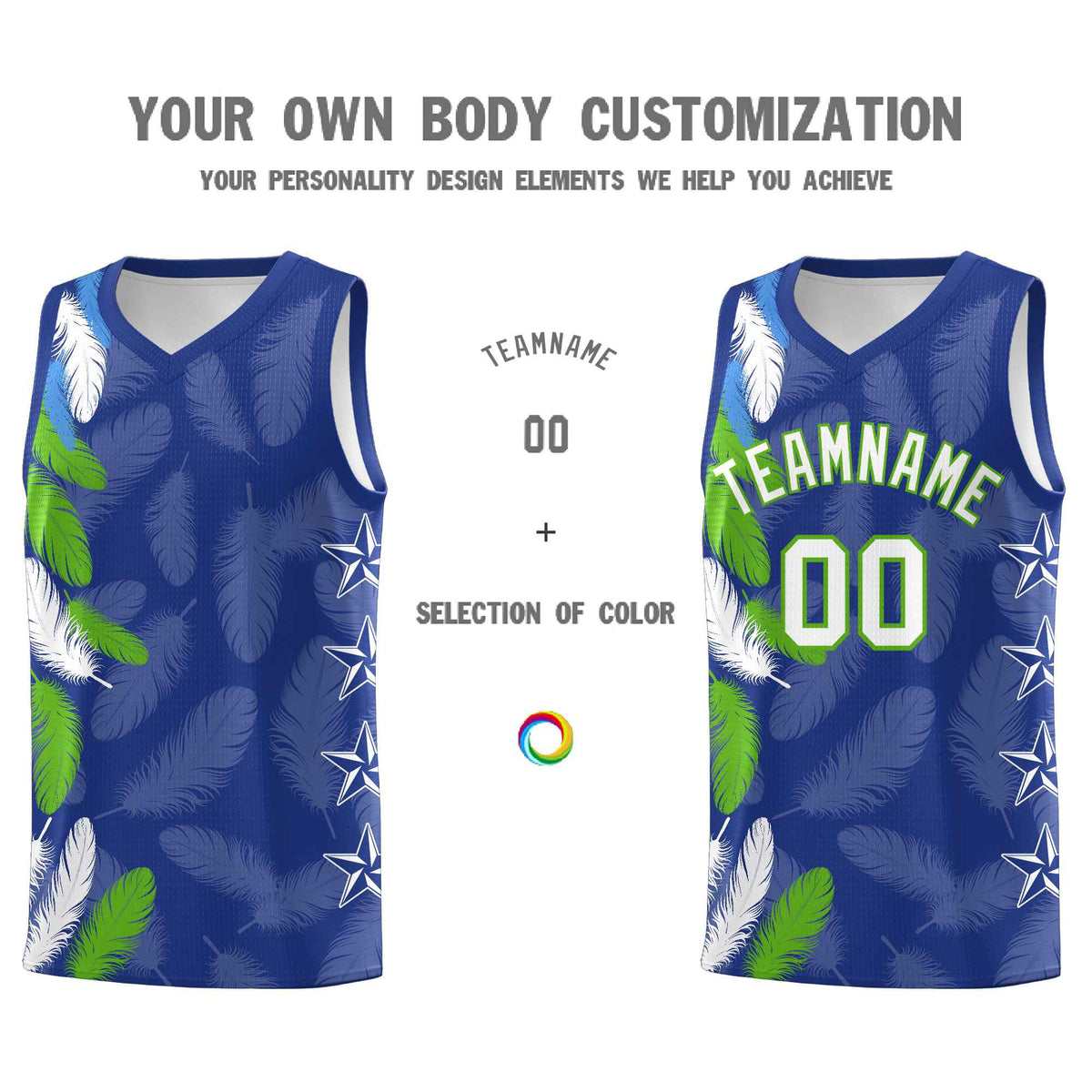 Custom Youth Basketball Jersey Royal White Feather Series Sports Uniform