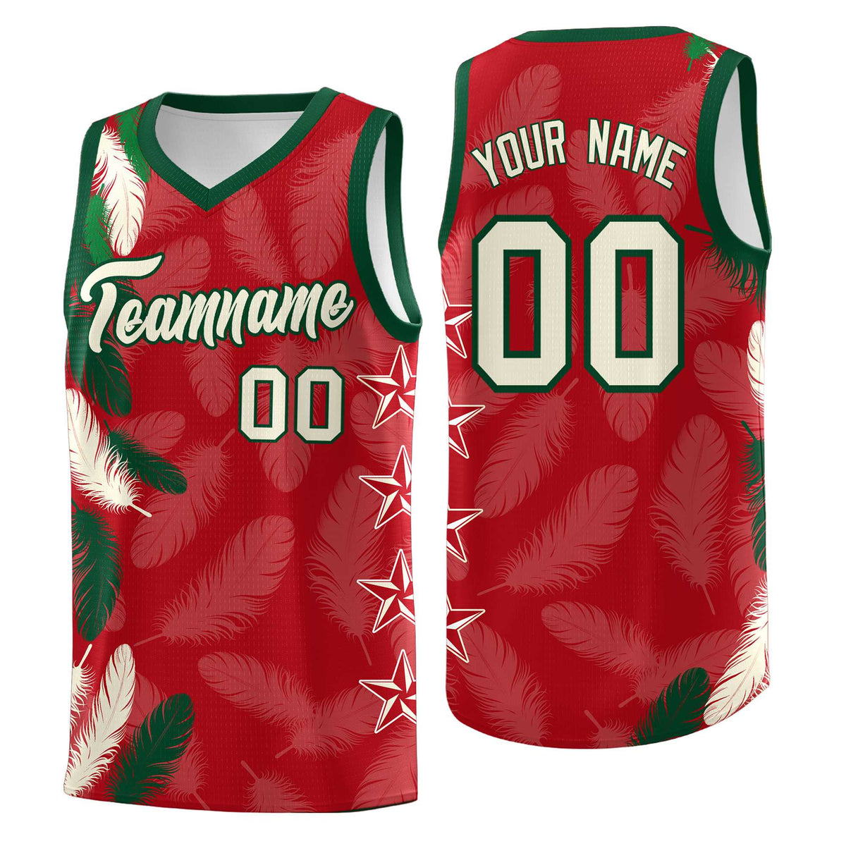 Custom Youth Basketball Jersey Red Cream Feather Series Sports Uniform