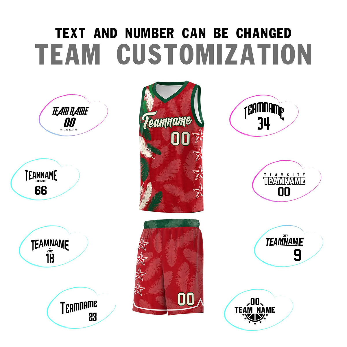 Custom Youth Basketball Jersey Red Cream Feather Series Sports Uniform