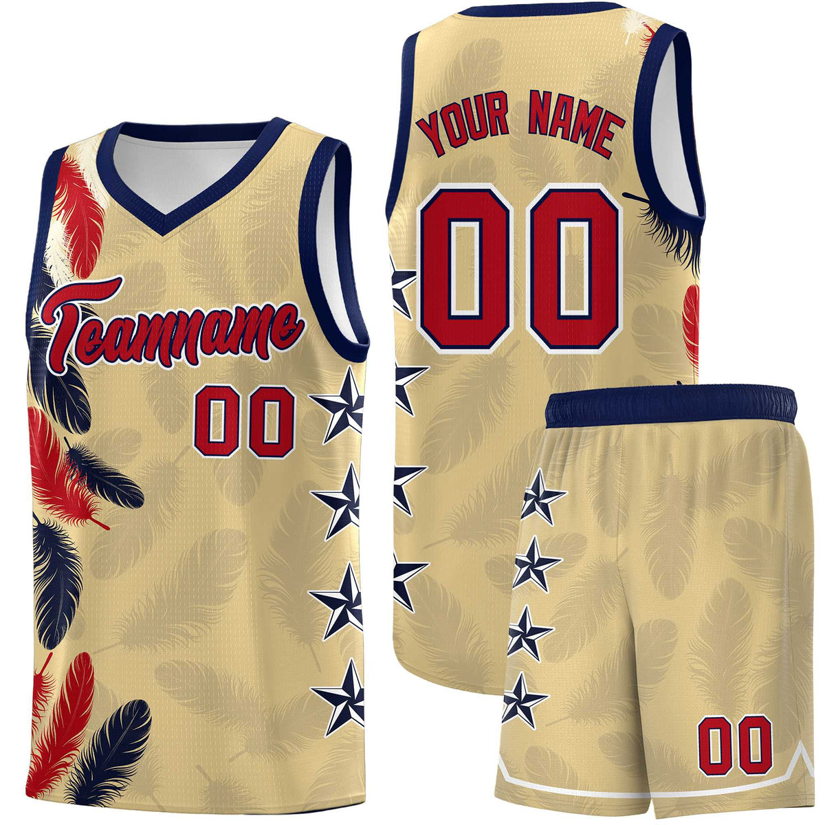 Custom Youth Basketball Jersey Khaki Red Feather Series Sports Uniform