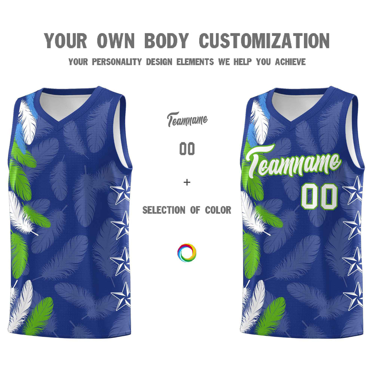 Custom Youth Basketball Jersey Royal White Feather Series Sports Uniform
