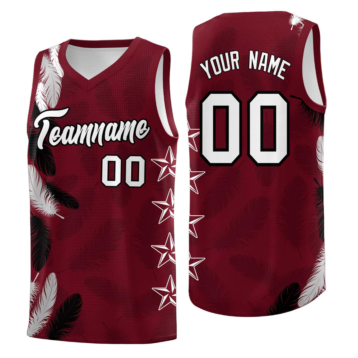Custom Youth Basketball Jersey Maroon White Feather Series Sports Uniform