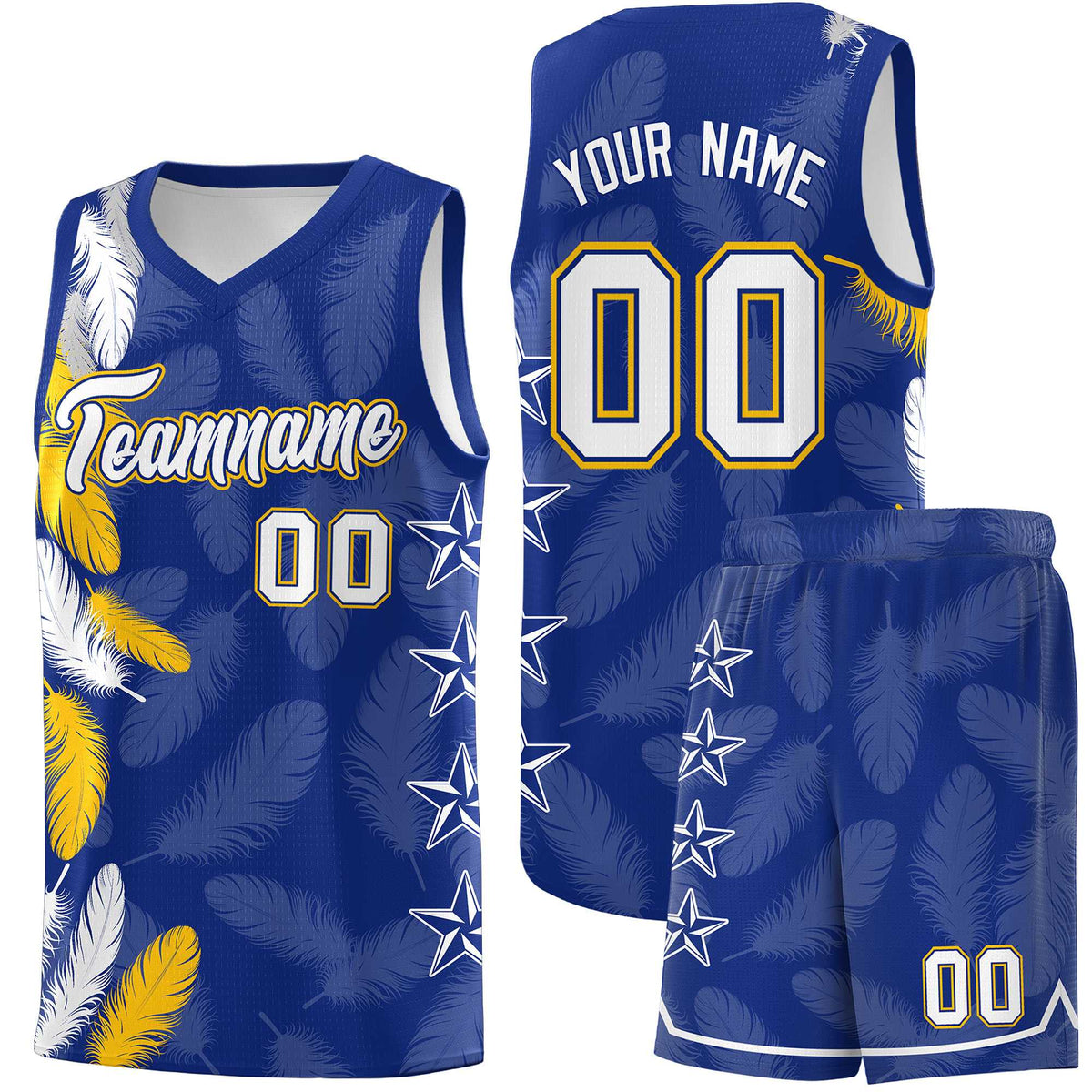 Custom Youth Basketball Jersey Royal White Feather Series Sports Uniform