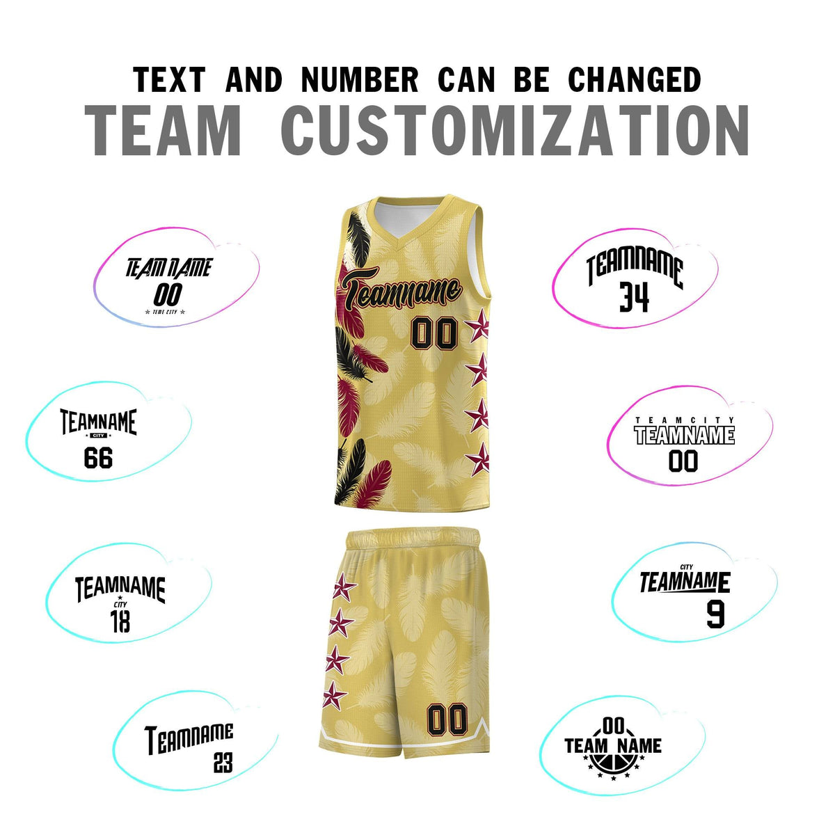 Custom Youth Basketball Jersey Old Gold Black Feather Series Sports Uniform