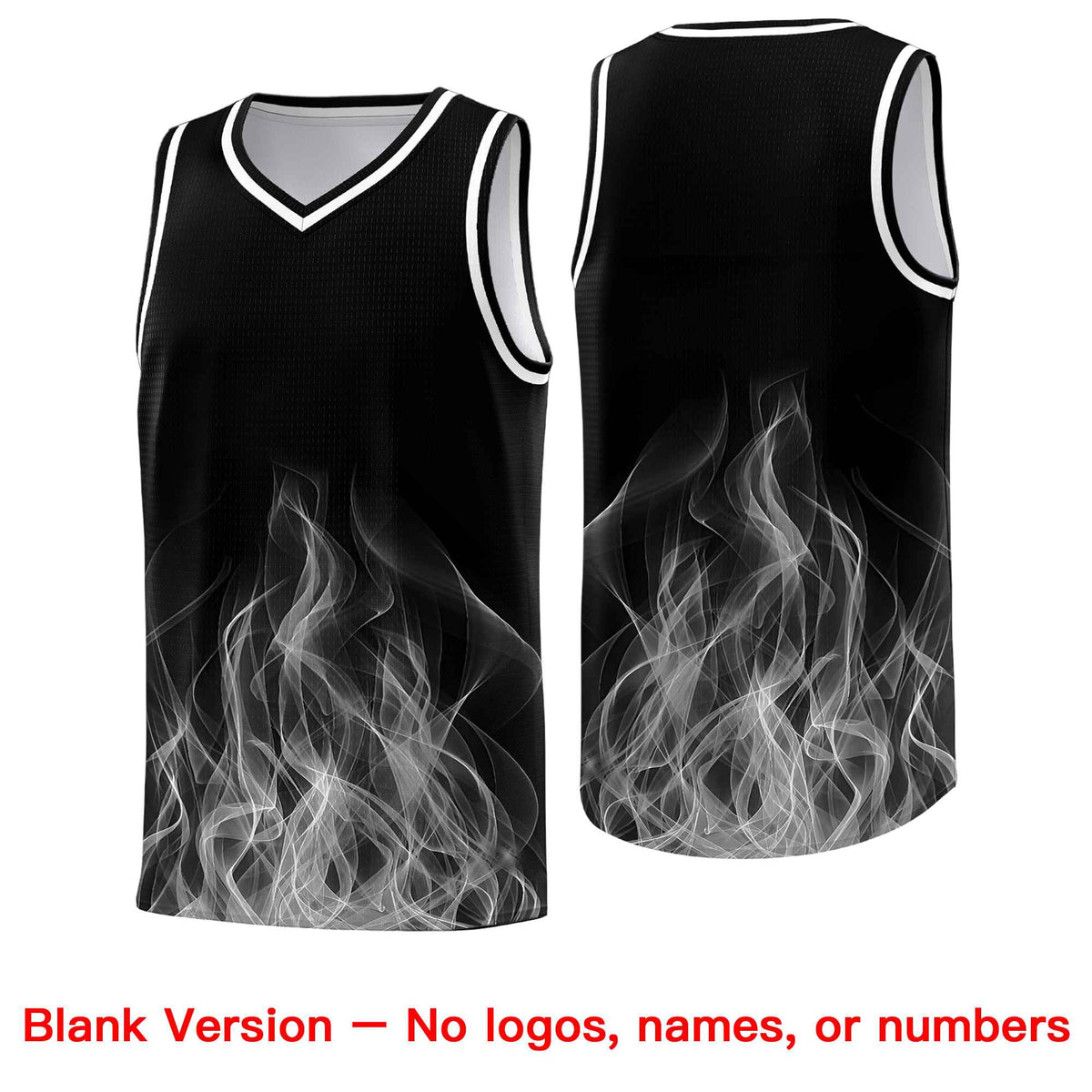 Custom Youth Basketball Jersey Black Gray Flame Fire Design Personalized Team Uniform Set