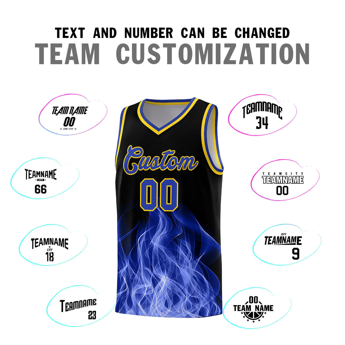 Custom Youth Basketball Jersey Black Gold Flame Fire Design Personalized Team Uniform Set