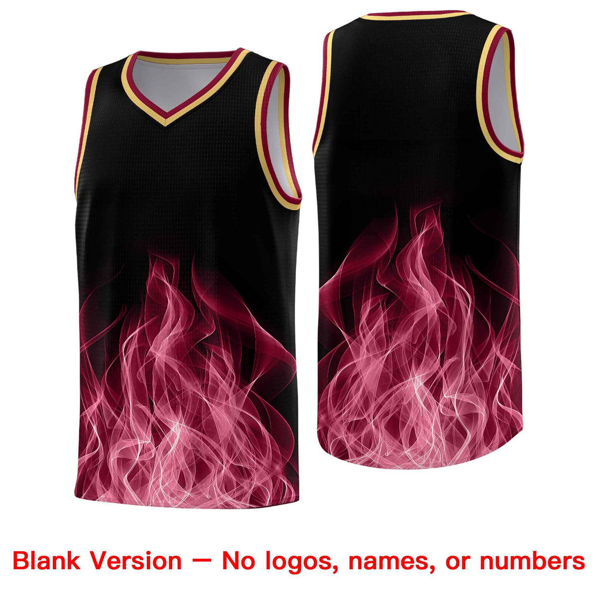 Custom Youth Basketball Jersey Black Crimson Flame Design Unique Team Uniform Set