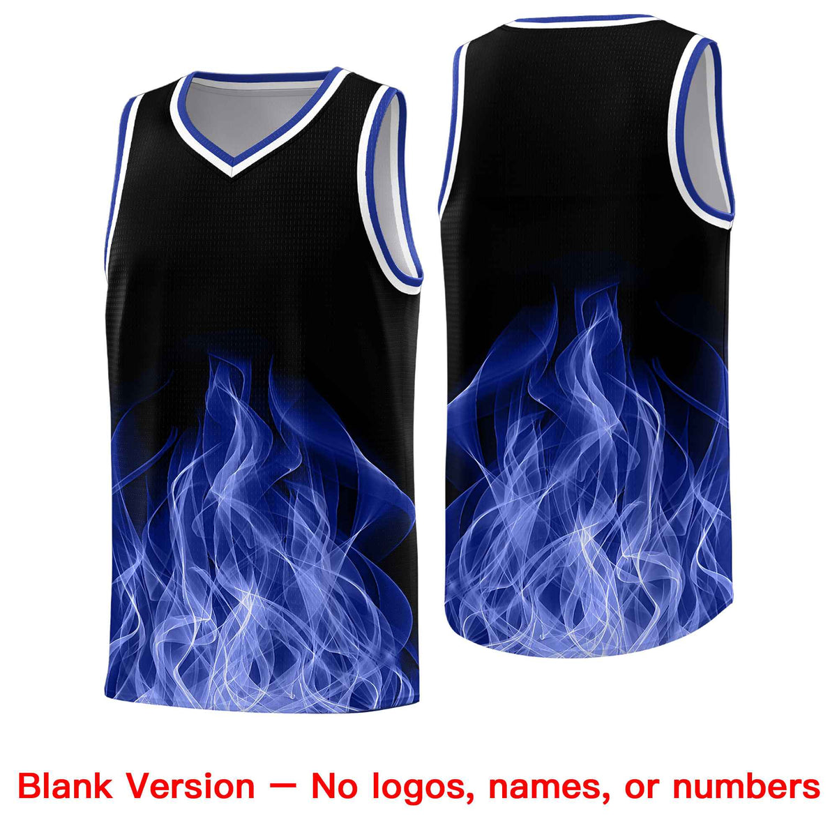 Custom Youth Basketball Jersey Black Royal Flame Design Personalized Team Uniform Set