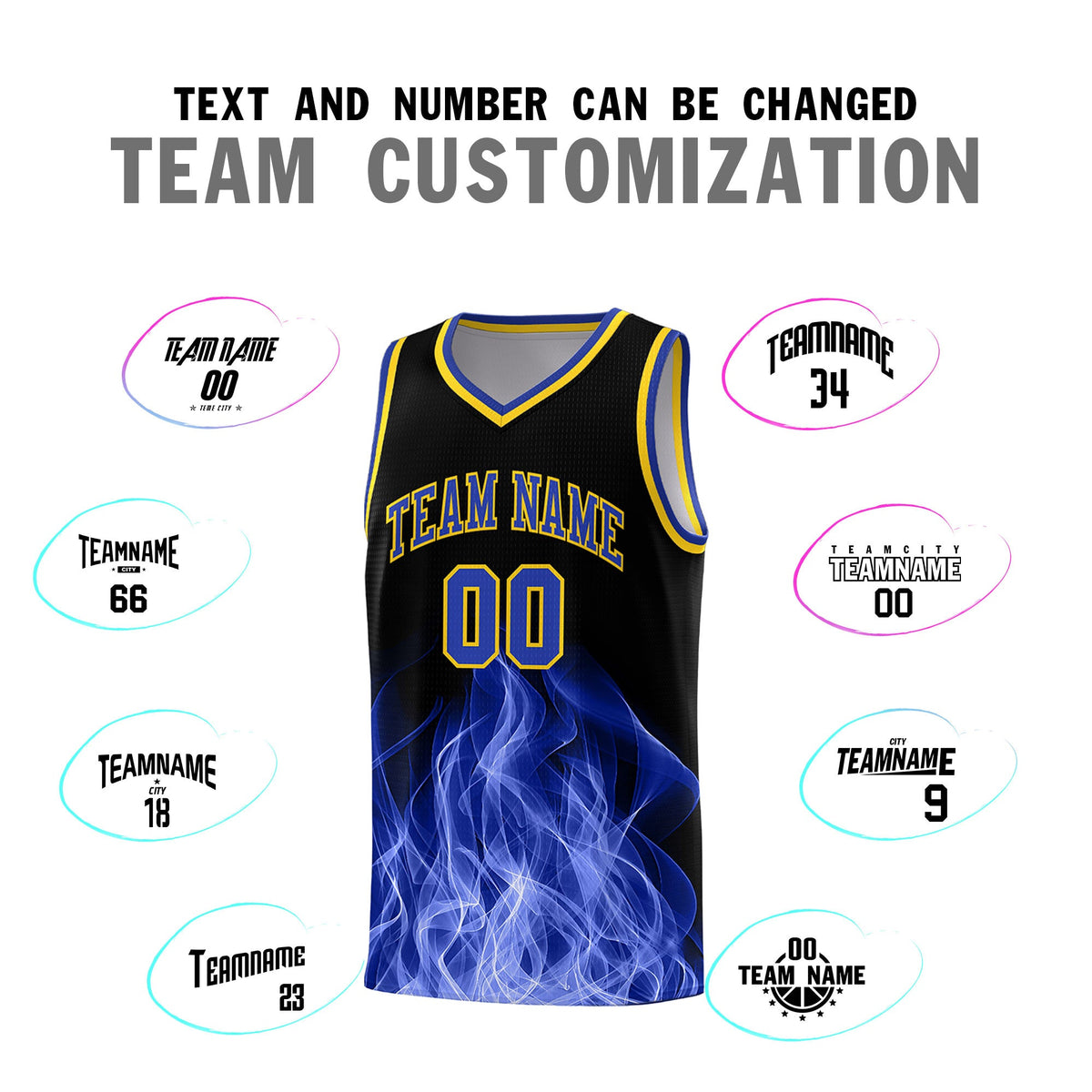 Custom Youth Basketball Jersey Black Gold Flame Fire Design Personalized Team Uniform Set