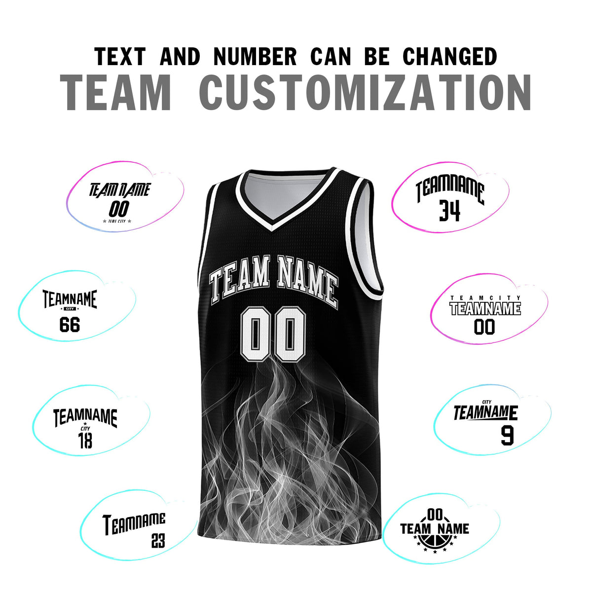 Custom Youth Basketball Jersey Black Gray Flame Fire Design Personalized Team Uniform Set